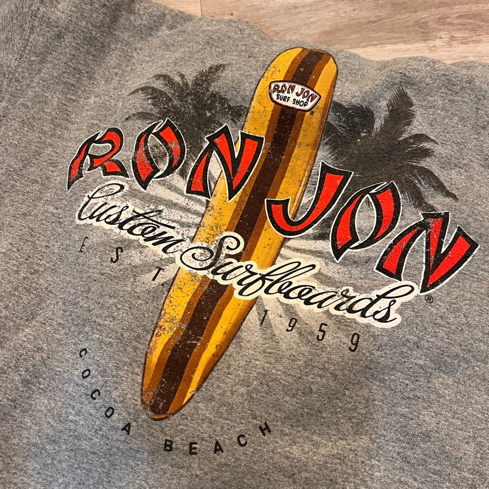 Ron Jon Gray Surfboard Graphic Hoodie